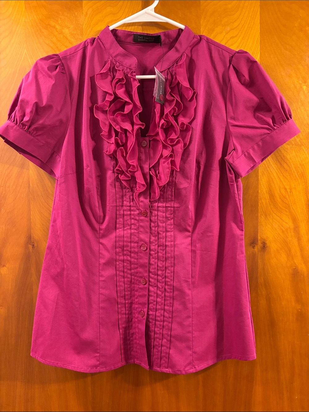 The Limited Pink Ruffled Short-Sleeve Blouse